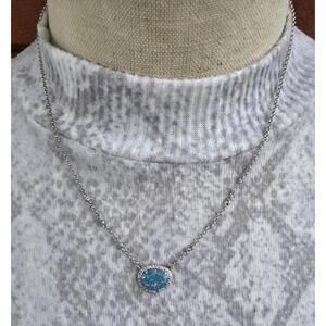 Bomb Party Necklace Gorgeous Statement Blue Fire Opal In CZ Stones Plated Chain